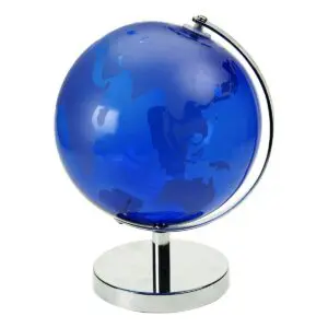 Globo terráqueo decorativo de metal y cristal 27 x 20 x 22 cm