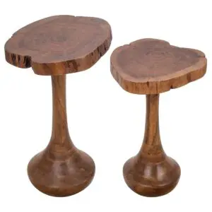 Set de 2 mesitas de madera de acacia de diferentes tamaños