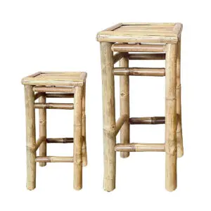 Set de 2 taburetes de bambú