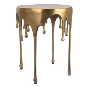 Mesa auxiliar de aluminio dorado de 56x42 cm