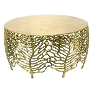Mesa auxiliar de aluminio dorado de 63 cm