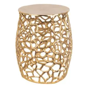 Taburete de aluminio con acabado dorado y diseño Glamour