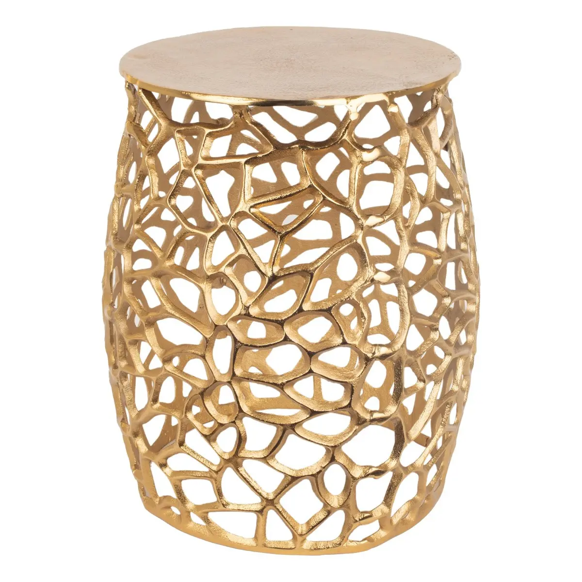 Taburete de aluminio con acabado dorado y diseño Glamour