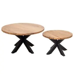 Set de 2 mesas auxiliares de madera de acacia estilo bohemio