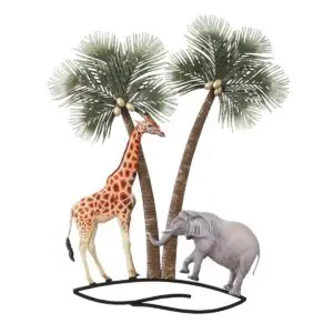 Adorno de pared de metal con elefante y jirafa 77 x 63,5 cm