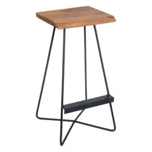 Taburete de madera de acacia 73 x 38 x 38 cm estilo bohemio