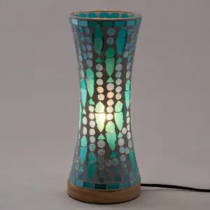 Lámpara mosaico vidrio madera 32 cm