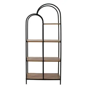 Estantería de metal y madera de 60 cm de ancho y 145 cm de alto, estilo bohemio