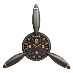 Reloj de pared con diseño de hélice de metal