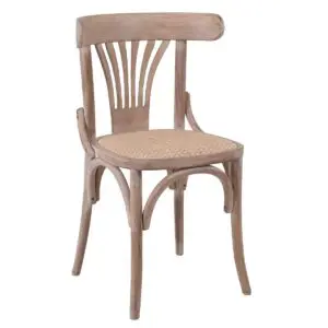 Silla de madera de olmo y ratán estilo natural