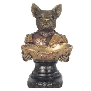 Figura de perro con bandeja de resina 35,5 x 22 x 22 cm