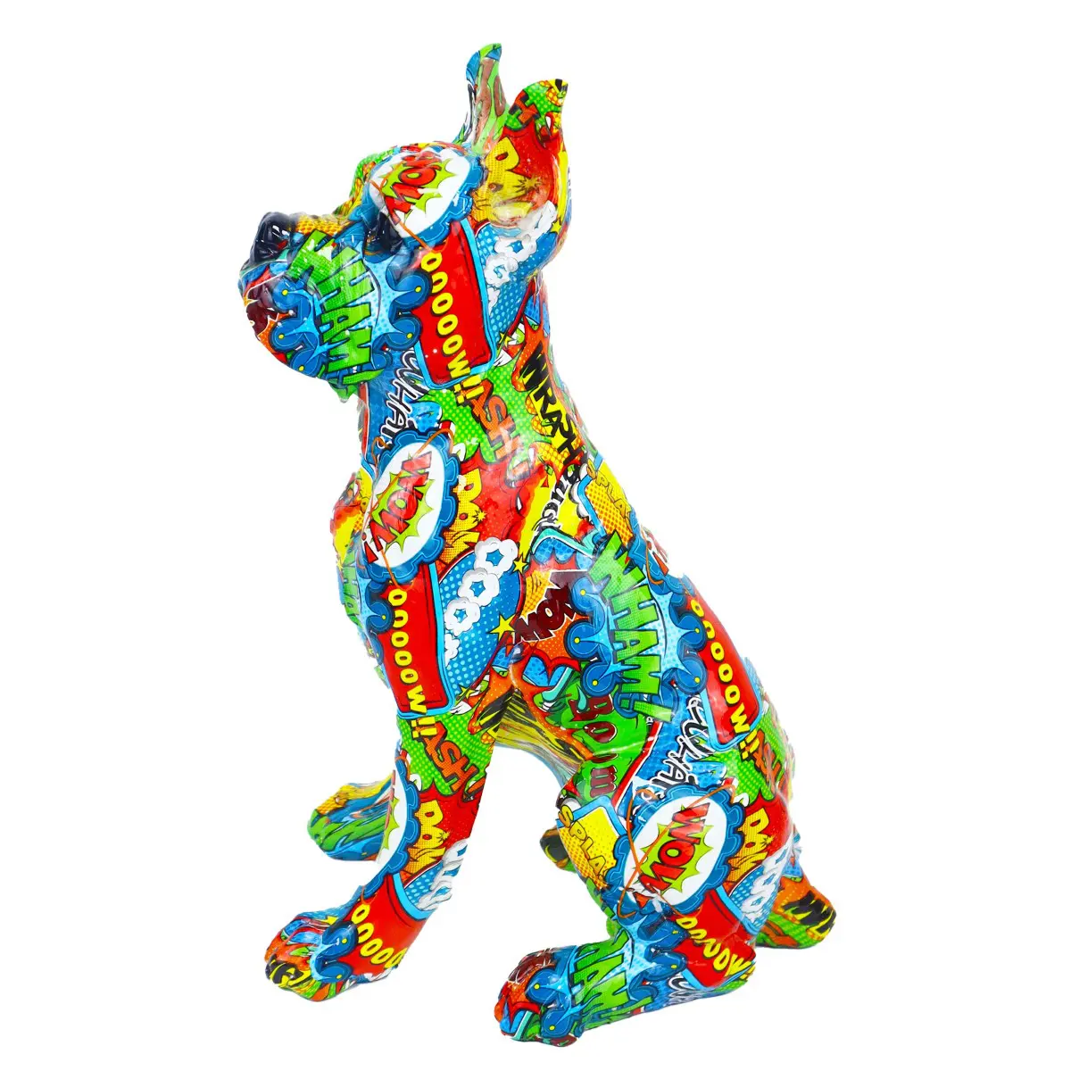 Perro decorativo de resina vista lateral