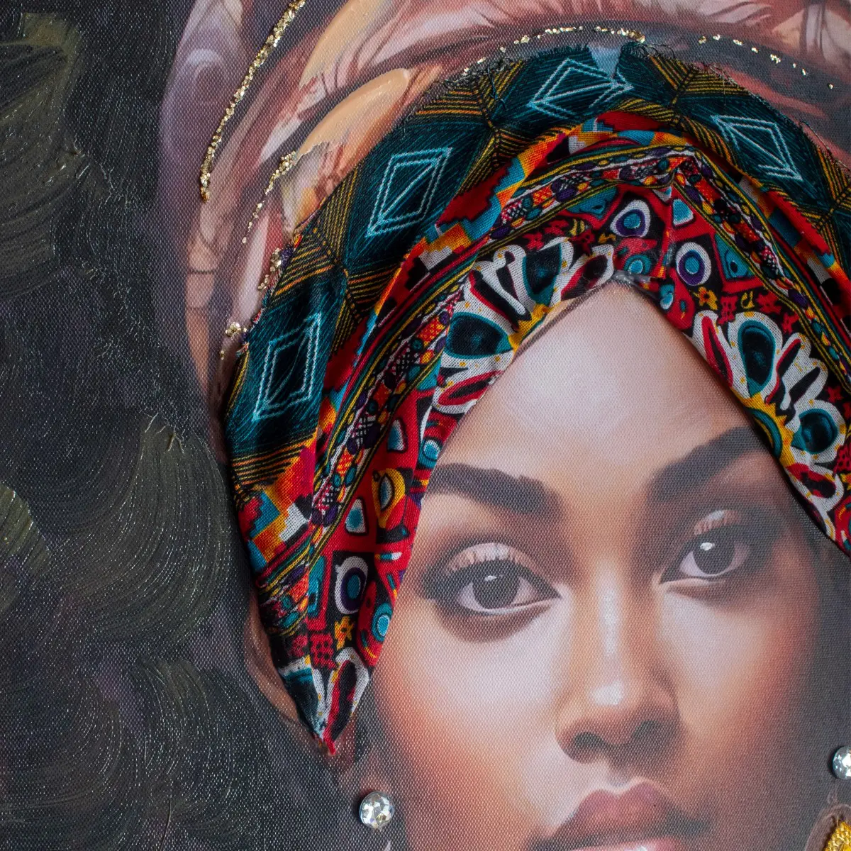 Cuadro mujer africana 80x80 cm vista 2