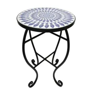 Mesa auxiliar peces metal cerámica 54,5 cm