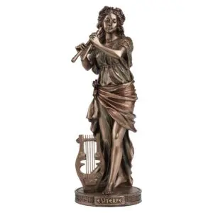 Figura decorativa Euterpe musa griega de la música en resina