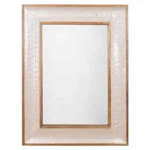 Espejo de madera y cristal con acabado nácar 82 x 61 cm