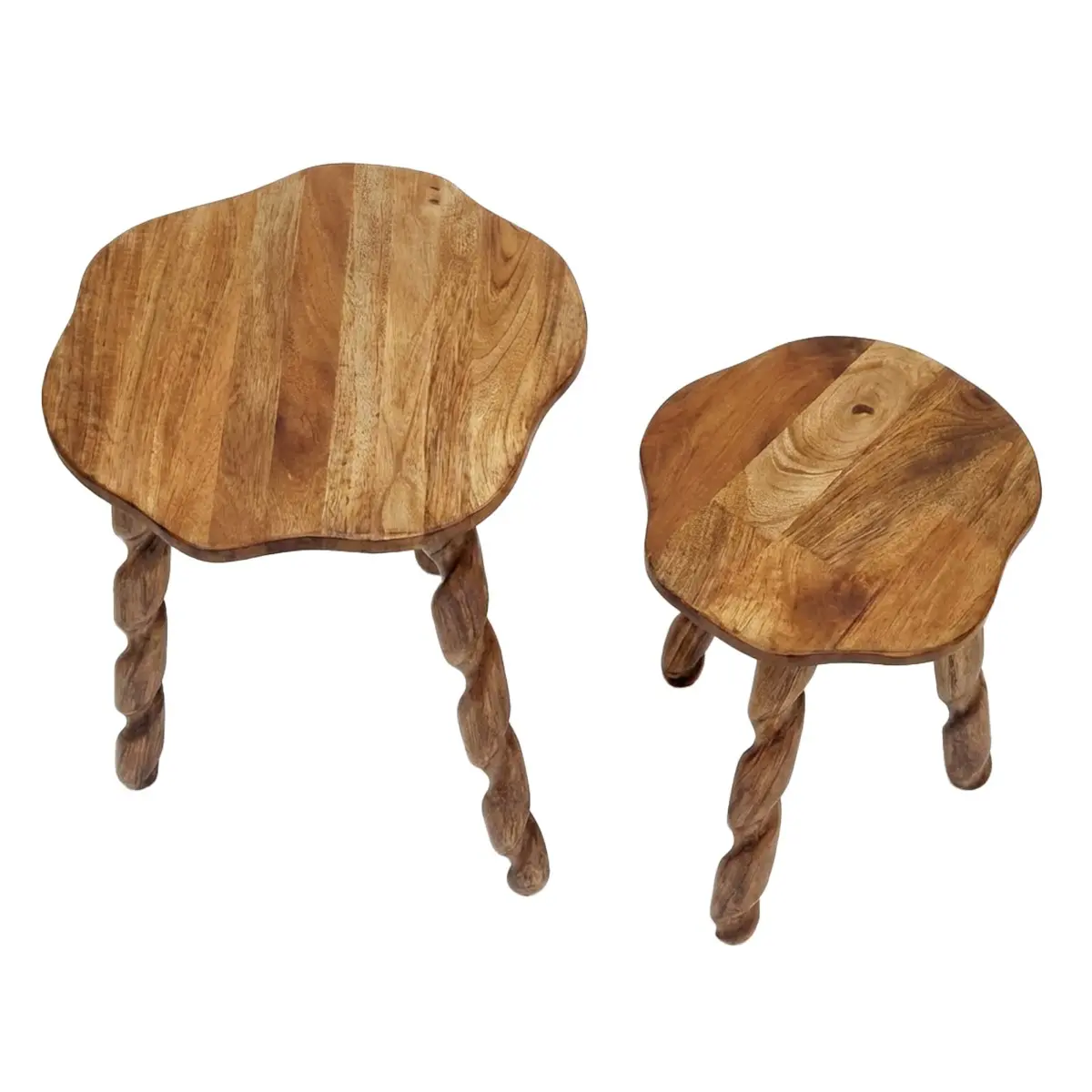 Set de 2 taburetes de madera de mango de diferentes tamaños