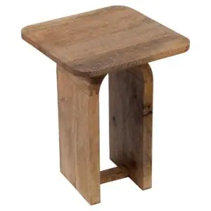 Mesa auxiliar de madera de mango y metal 48 x 37,5 x 37,5 cm estilo bohemio