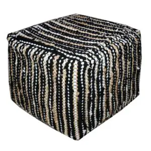Puff de yute 50 x 50 cm estilo bohemio