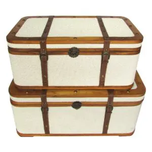Set de 2 baúles de madera y polipiel estilo mediterráneo