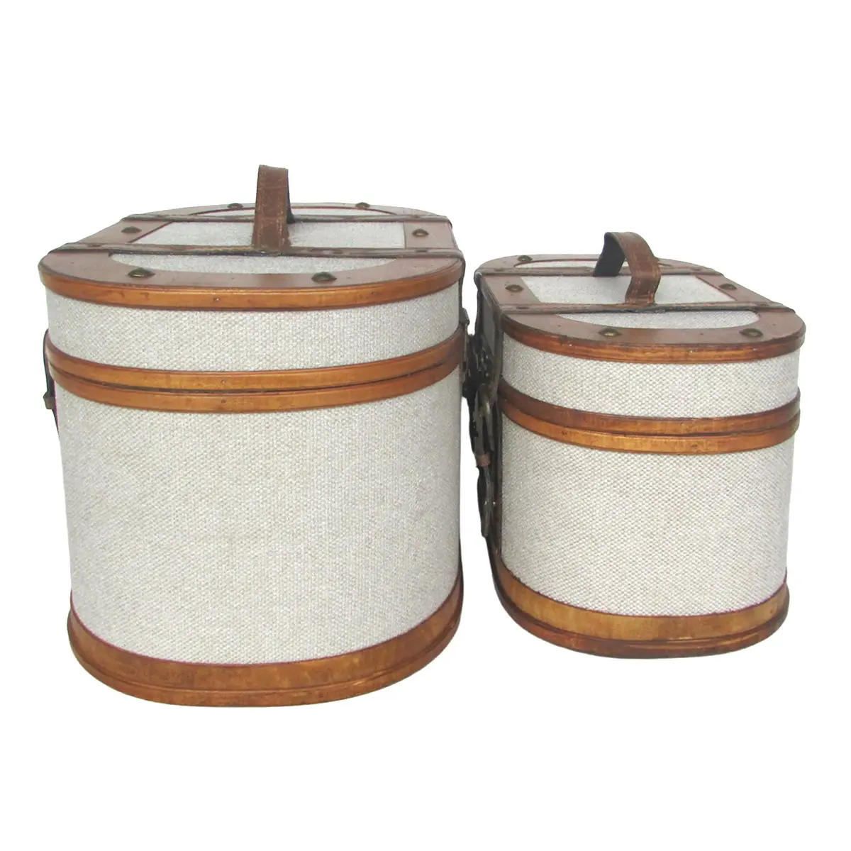 Cajas de almacenamiento de madera y polipiel en dos tamaños