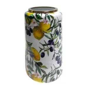 Jarrón limones aceitunas metal 42 cm