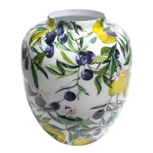 Jarrón limones aceitunas metal 30 cm