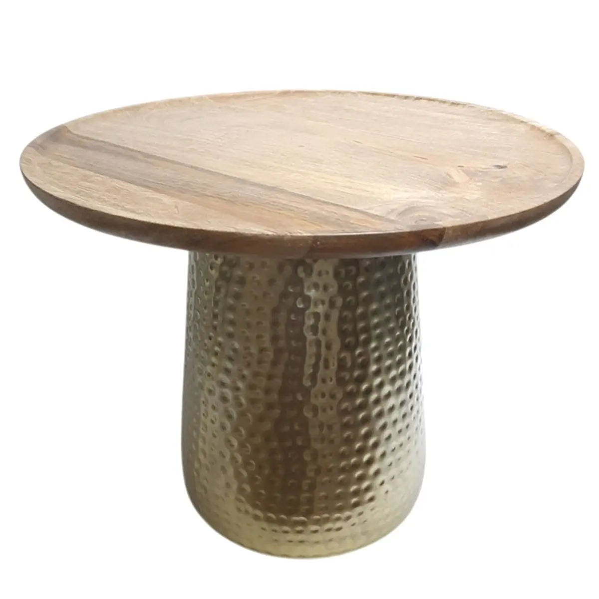 Mesa auxiliar de metal y madera de 59x59 cm