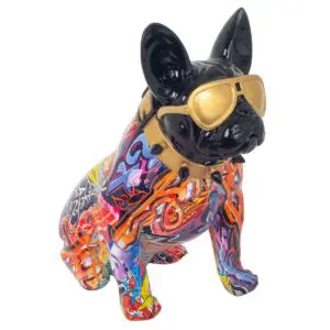 Figura de perro bulldog de resina 33,5 x 18,5 x 31,5 cm