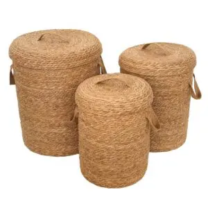 Set de 3 cestas de seagrass y alga marina estilo natural