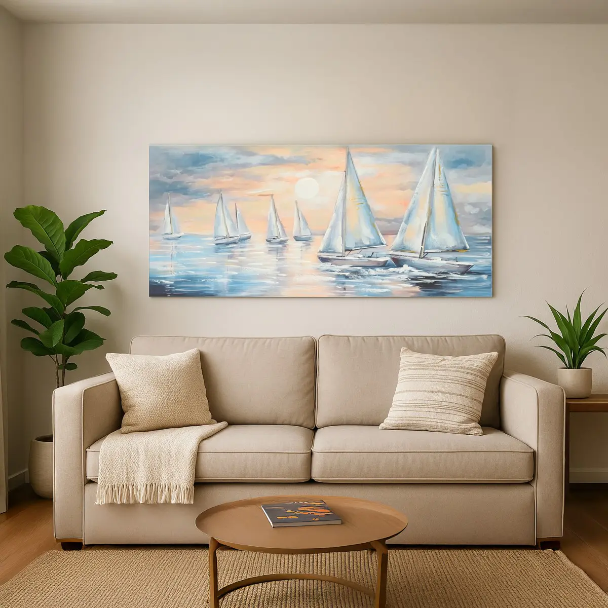 Decoración de pared con cuadro de barcos