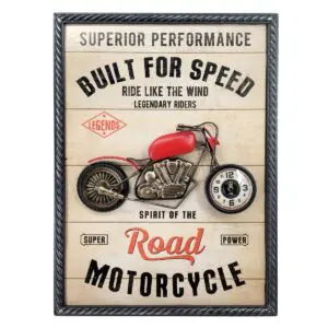 Reloj de pared con diseño de moto de metal 74 x 55 cm