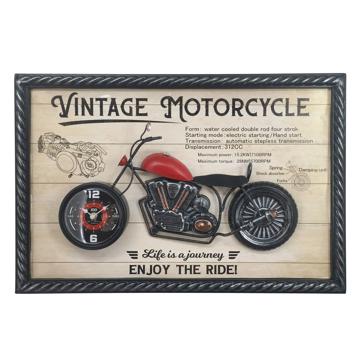 Reloj de pared moto de metal