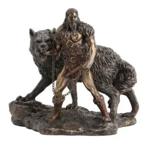 Figura de Tyr y Fenrir de resina 22,5 x 18 x 24,5 cm
