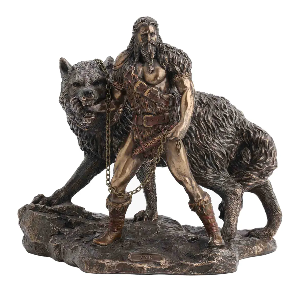 Figura de Tyr y Fenrir de resina 22,5 x 18 x 24,5 cm