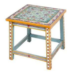 Taburete de madera de mango de 40 cm estilo India