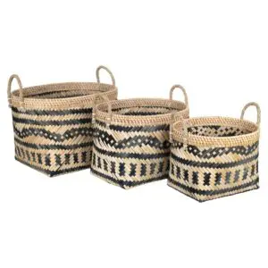 Set de 3 cestas de bambú estilo étnico