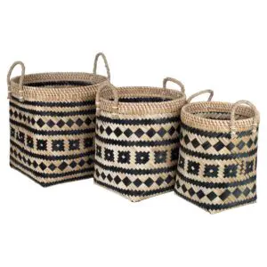 Set de 3 cestas de bambú estilo étnico