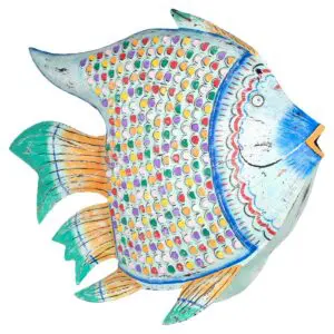 Pez portavelas decorativo de metal 108x24x84 cm