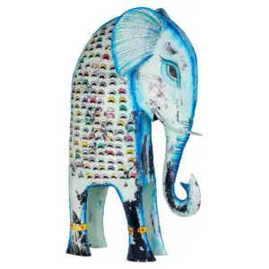 Elefante portavelas decorativo de metal de 92 cm