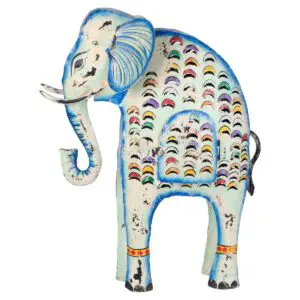 Elefante portavelas de metal 60 x 16,5 x 46 cm estilo India