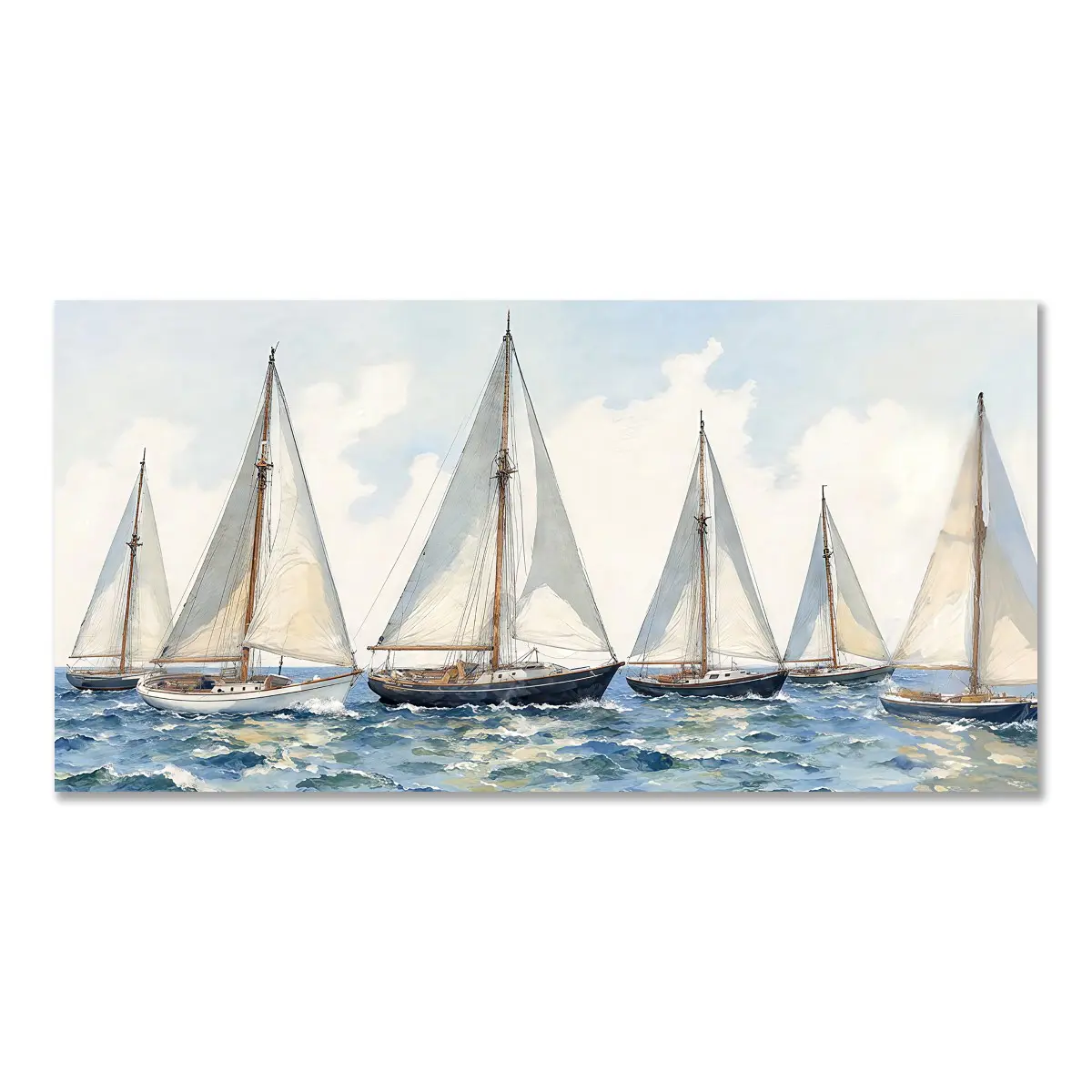 Cuadro decorativo de barcos sobre lienzo 120 x 60 cm