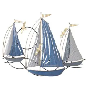 Adorno de pared barcos de metal estilo marinero