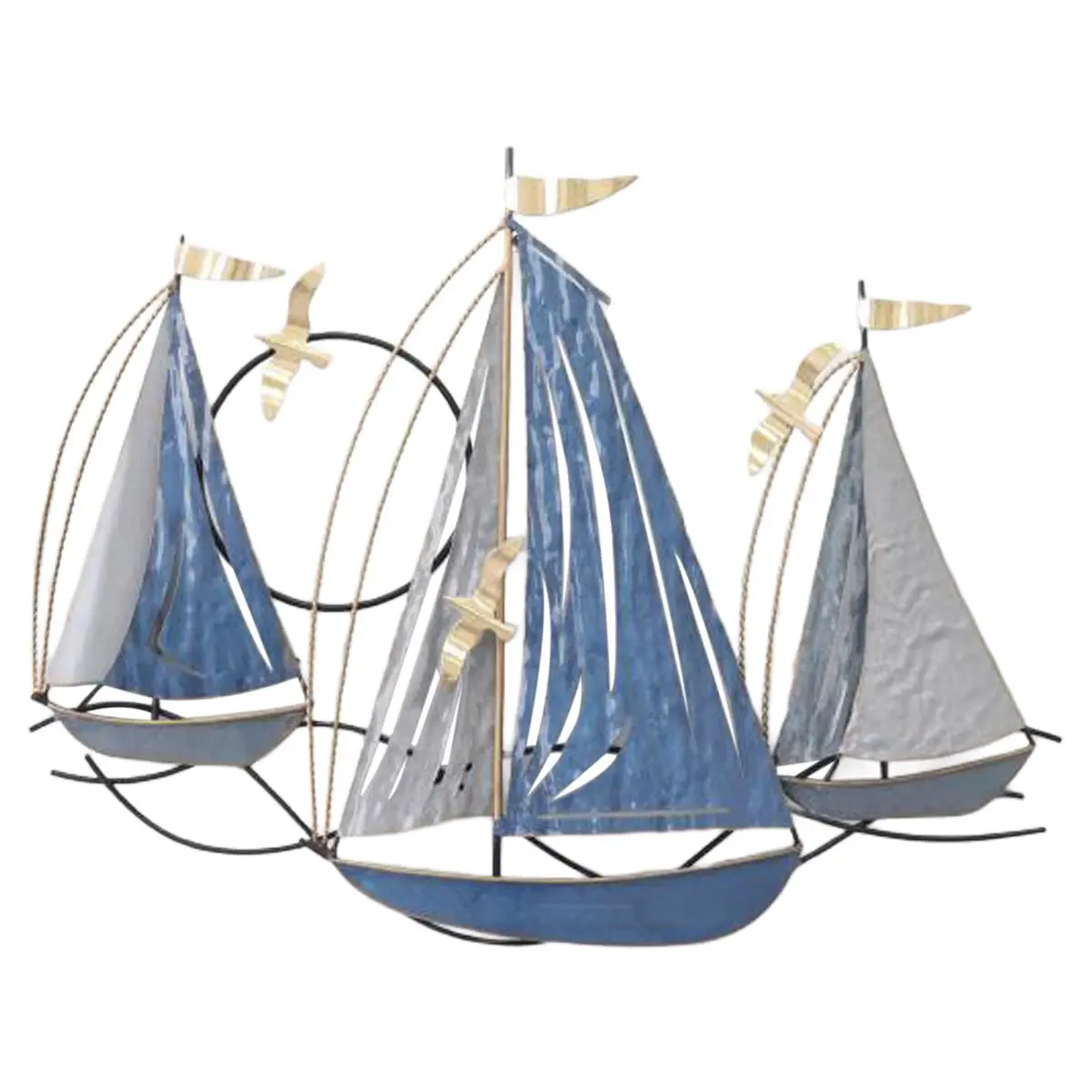 Adorno de pared barcos de metal estilo marinero