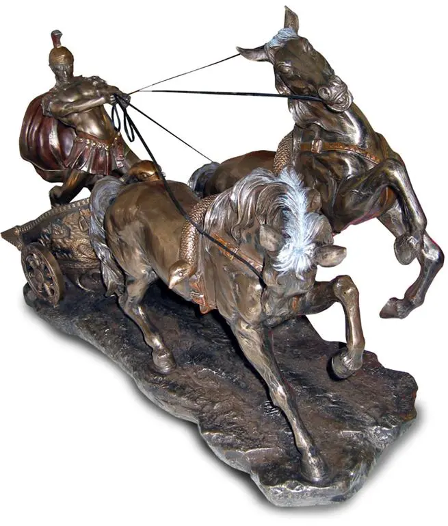 Figura decorativa de carro romano de resina 60x27x41 cm