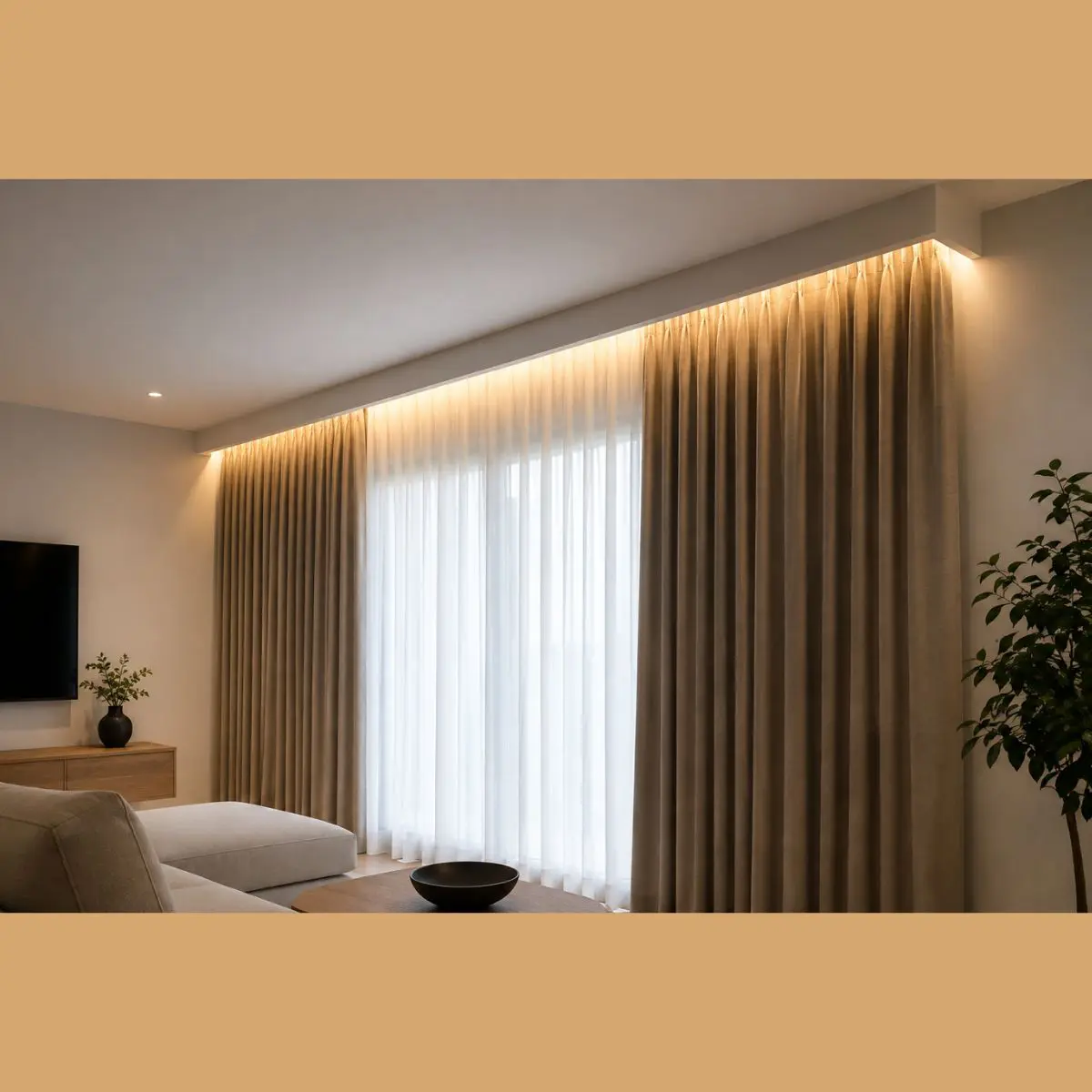 Cortinero decorativo para ocultar el riel de las cortinas