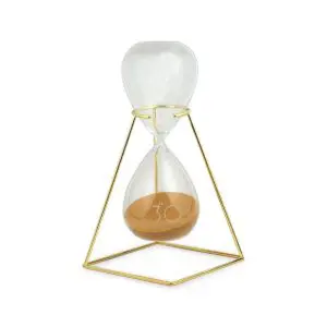 Reloj de arena dorada de vidrio de 30 minutos