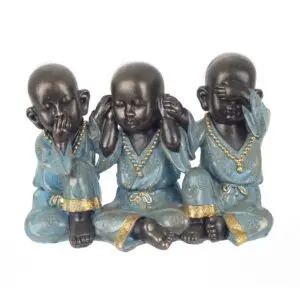 Figura de tres budas de resina 25 cm
