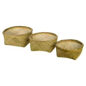 Set de tres cestas de fibra vegetal estilo natural
