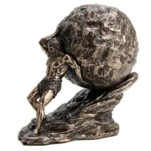 Figura de Sísifo rodando de resina